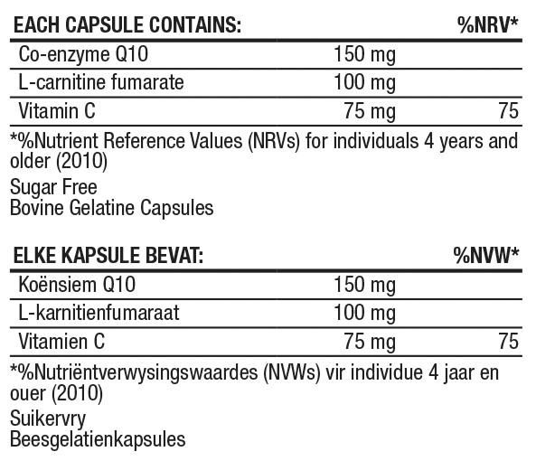 Co-Enzyme Q10 150mg Nutritable