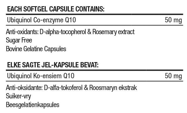 Ubiquinol Co-Enzyme Q10 50mg Nutritable