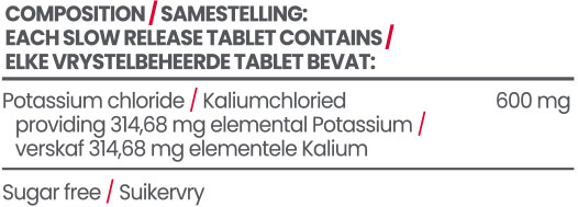 Potassium Slow Release 600mg Nutritable