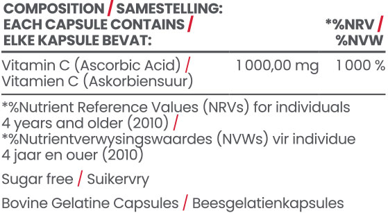 Vitamin C 1000mg 60s Nutritable