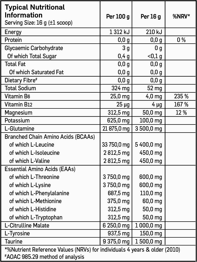 Rage Aminos 12:1:1 Grape 320g Nutritable