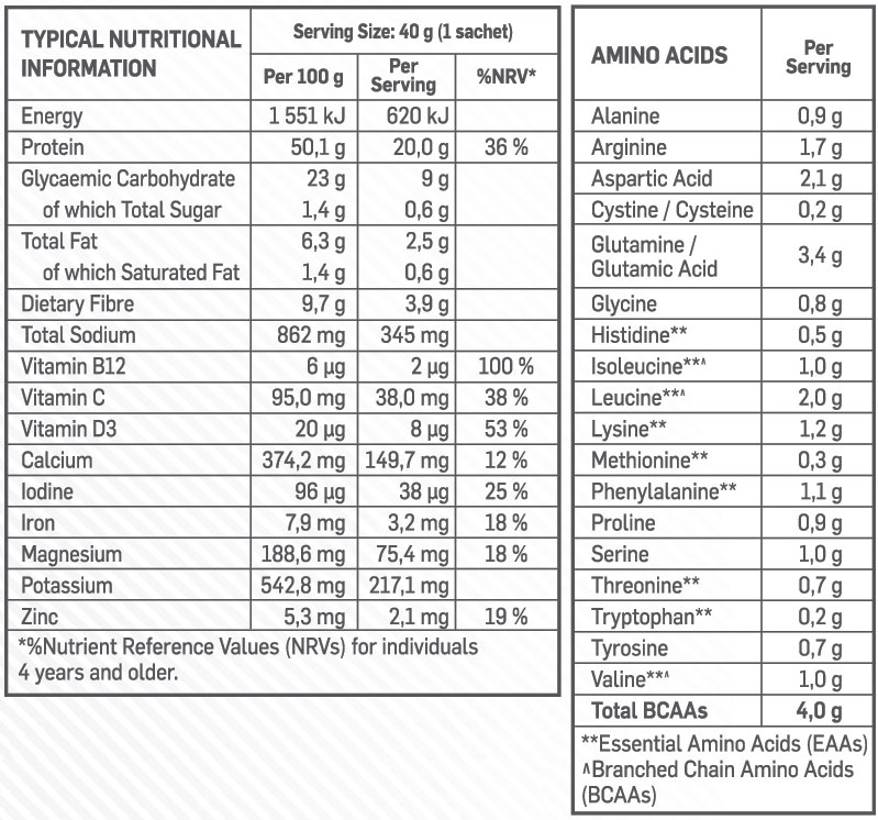 Plant Based Protein Sachet Vanilla 40g Nutritable