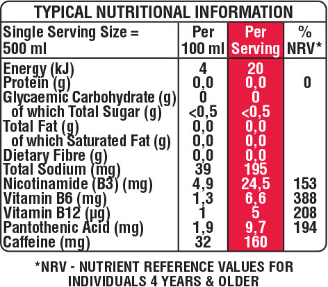 Switch G-Force Sugar Free Energy Drink 500ml Nutritable