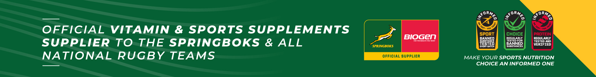 Official vitamin & sports supplement supplier to the Springboks & all national rugby teams