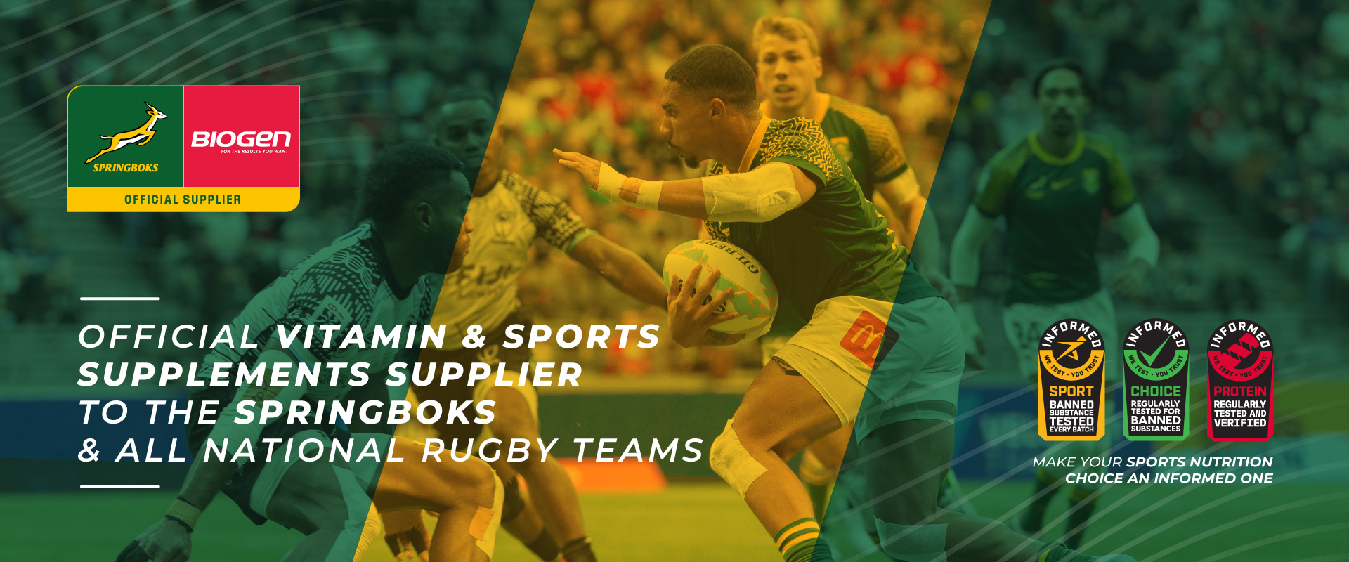 Official vitamin & sports supplement supplier to the Springboks & all national rugby teams